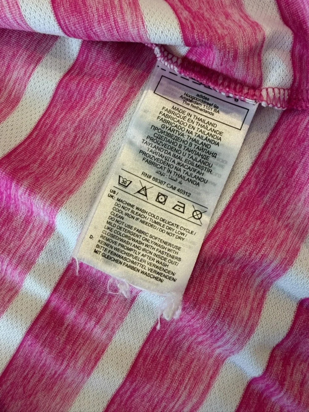 Adidas Men’s Golf Polo Shirt Large Pink White Stripe Lightweight Tipsy Tabs